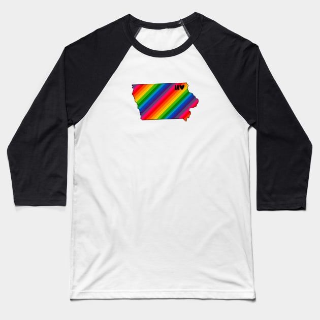 USA States: Iowa (rainbow) Baseball T-Shirt by LetsOverThinkIt